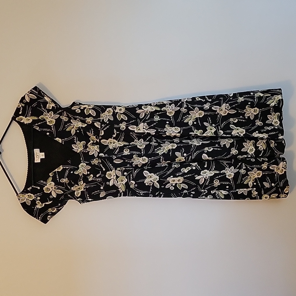 LOFT Floral Black Dress, Size 4